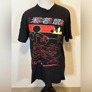 Disney Mickey Mouse Chinese Comic Book Anime Collectible Black T-Shirt Size M
